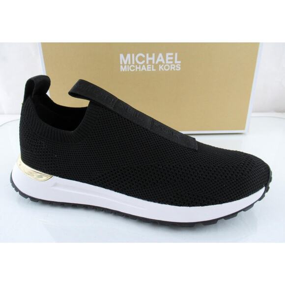 Michael Kors Bodie Slip On Sneakers Two Tone Strech Knit Black / White Size 7